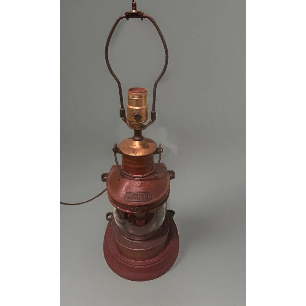 Vintage Tung Woo Hong Kong Copper /Brass Masthead Ship Lantern Table Lamp